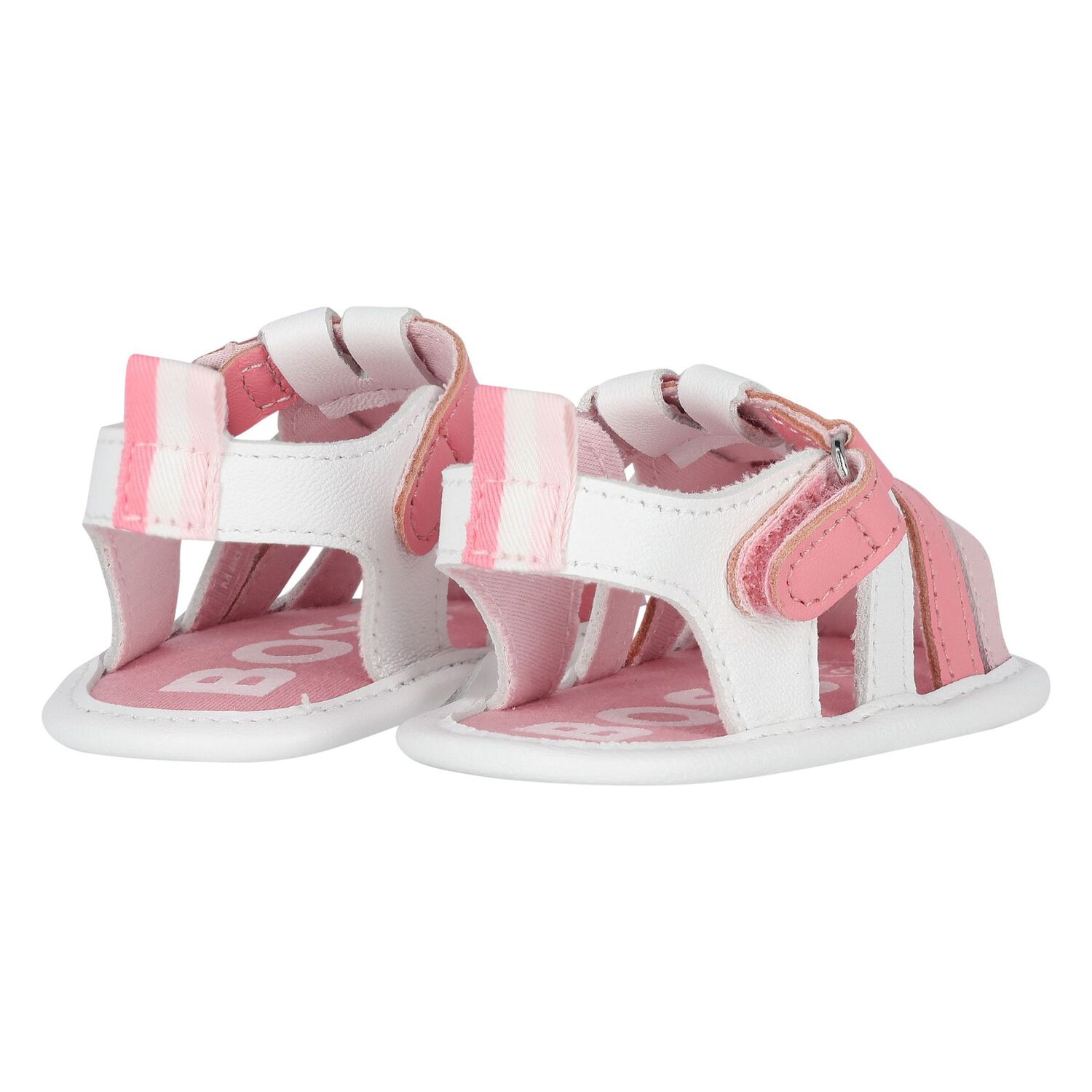 Baby Girls White & Pink Logo Sandals, 1, hi-res image number null