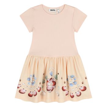 Younger Girls Pink & Beige Shell Dress