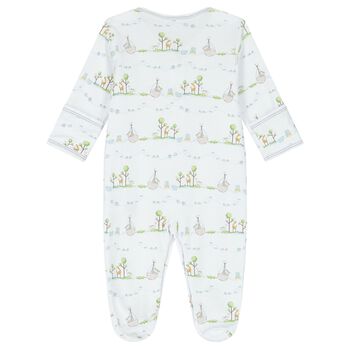 Baby Boys White Animals Babygrow
