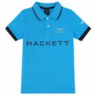 Boys Blue Logo Polo Shirt, 1, hi-res