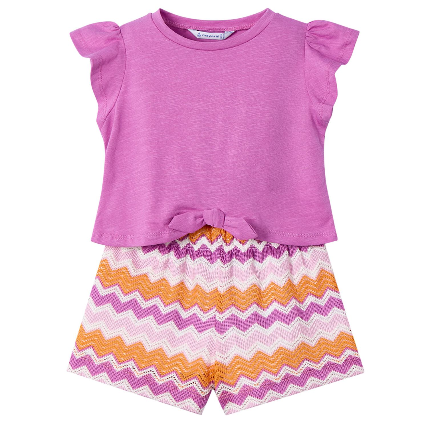Mayoral Knit Shorts Set - Pink Apples