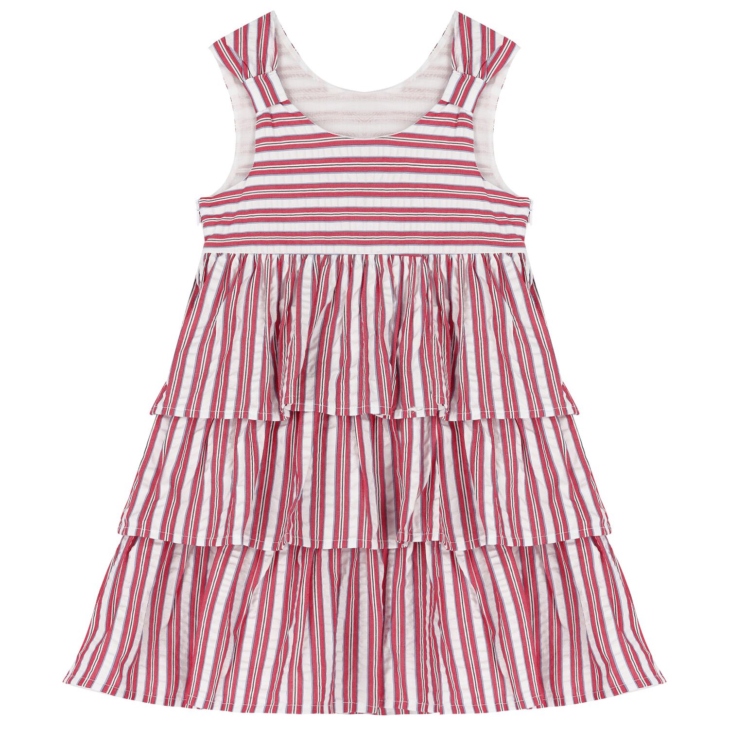 فستان بنات مخطط باللون الأبيض والأحمر, 1, hi-res image number null