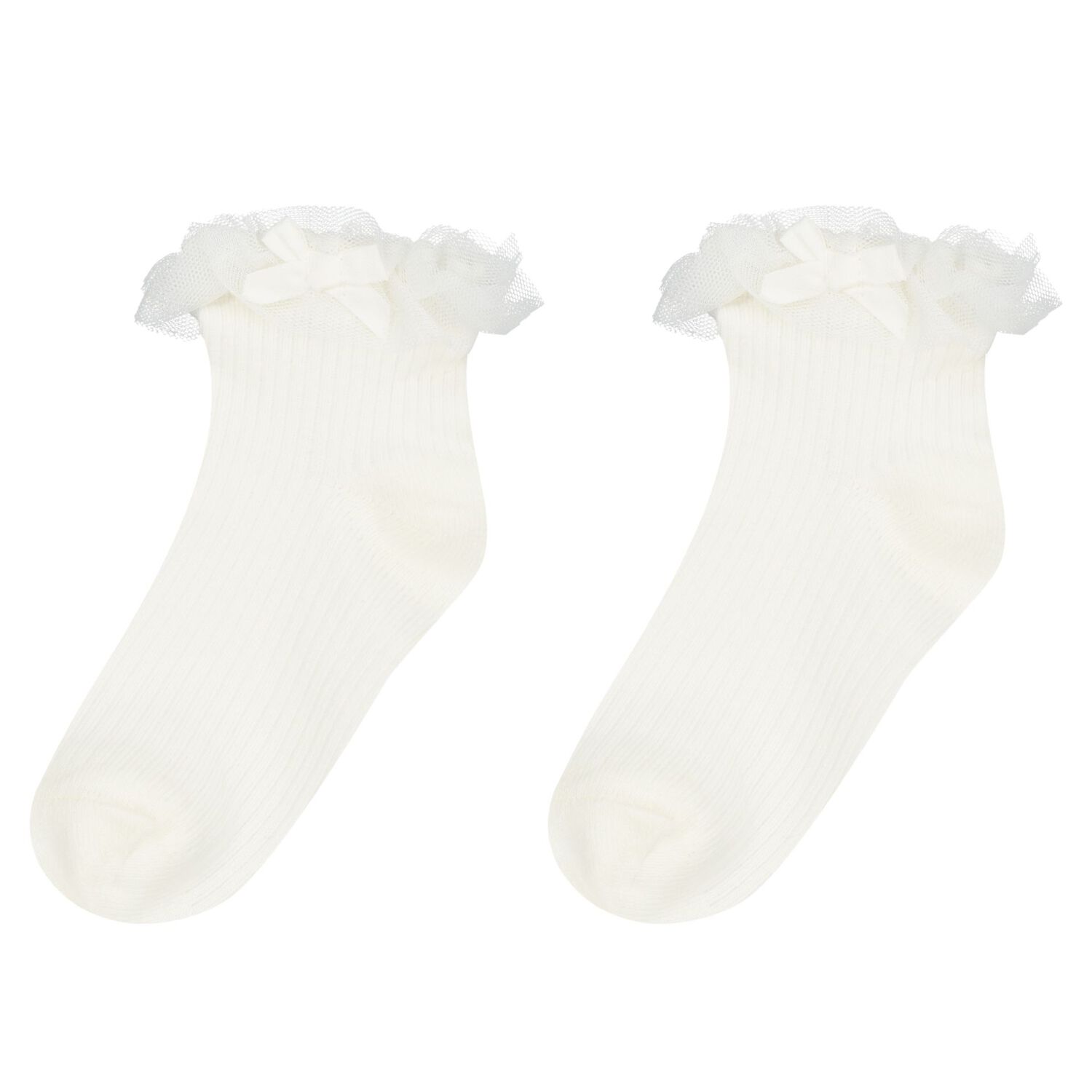 Younger Girls Ivory & Pink Socks ( 2-Pack ), 2, hi-res
