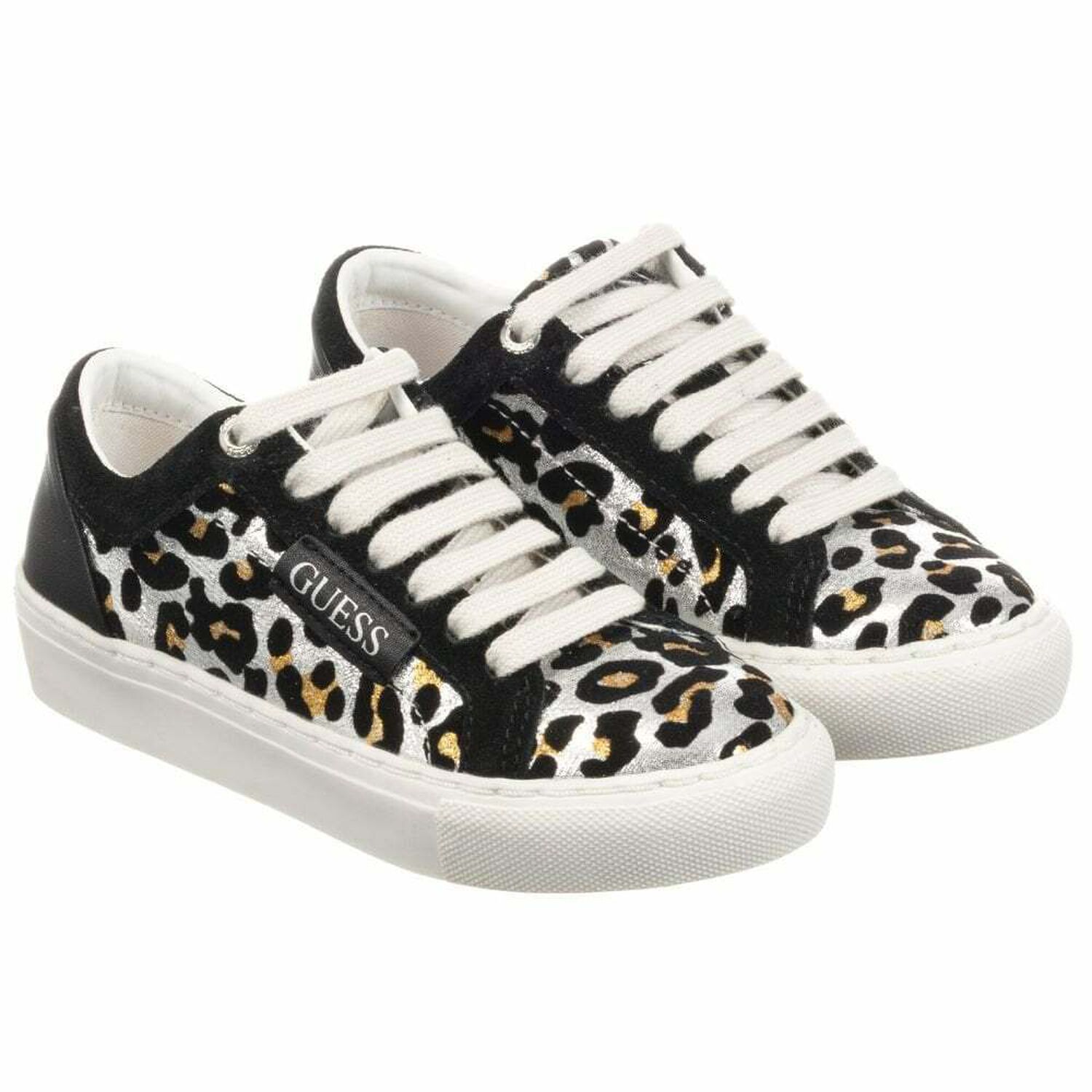 Girls Leopard Print Trainers, 1, hi-res