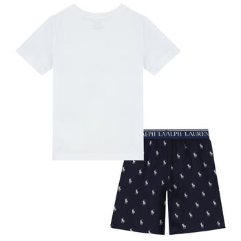 Boys White & Navy Logo Pyjamas