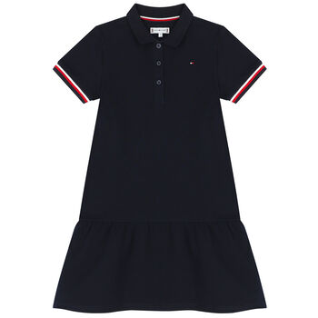 Girls Navy Blue Logo Polo Shirt Dress