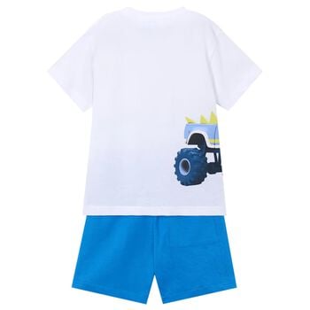 Boys White & Blue Shorts Set
