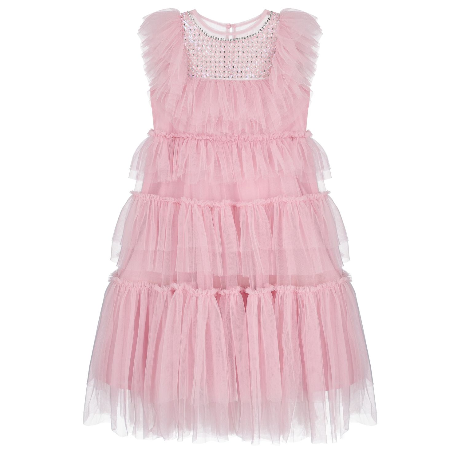 Girls Pink Sequin Tulle Dress, 1, hi-res