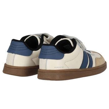 Boys Blue & White Leather Trainers