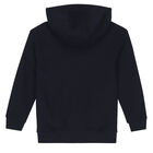 Boys Navy Logo Hooded Top, 1, hi-res