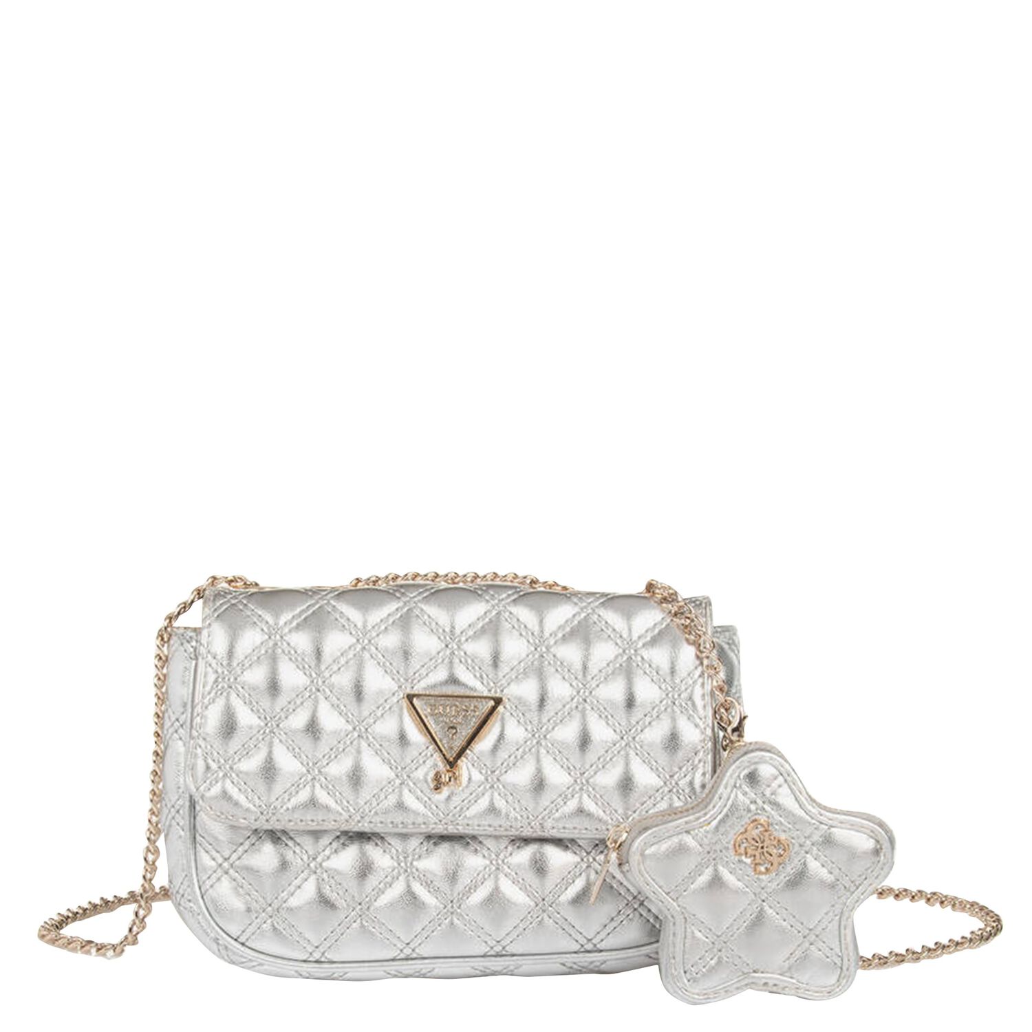 حقيبة يد بالشعار باللون فضية للبنات , 1, hi-res