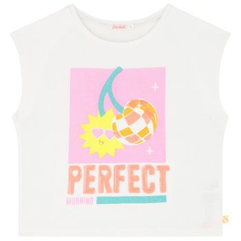 Girls White Embellished T-Shirt