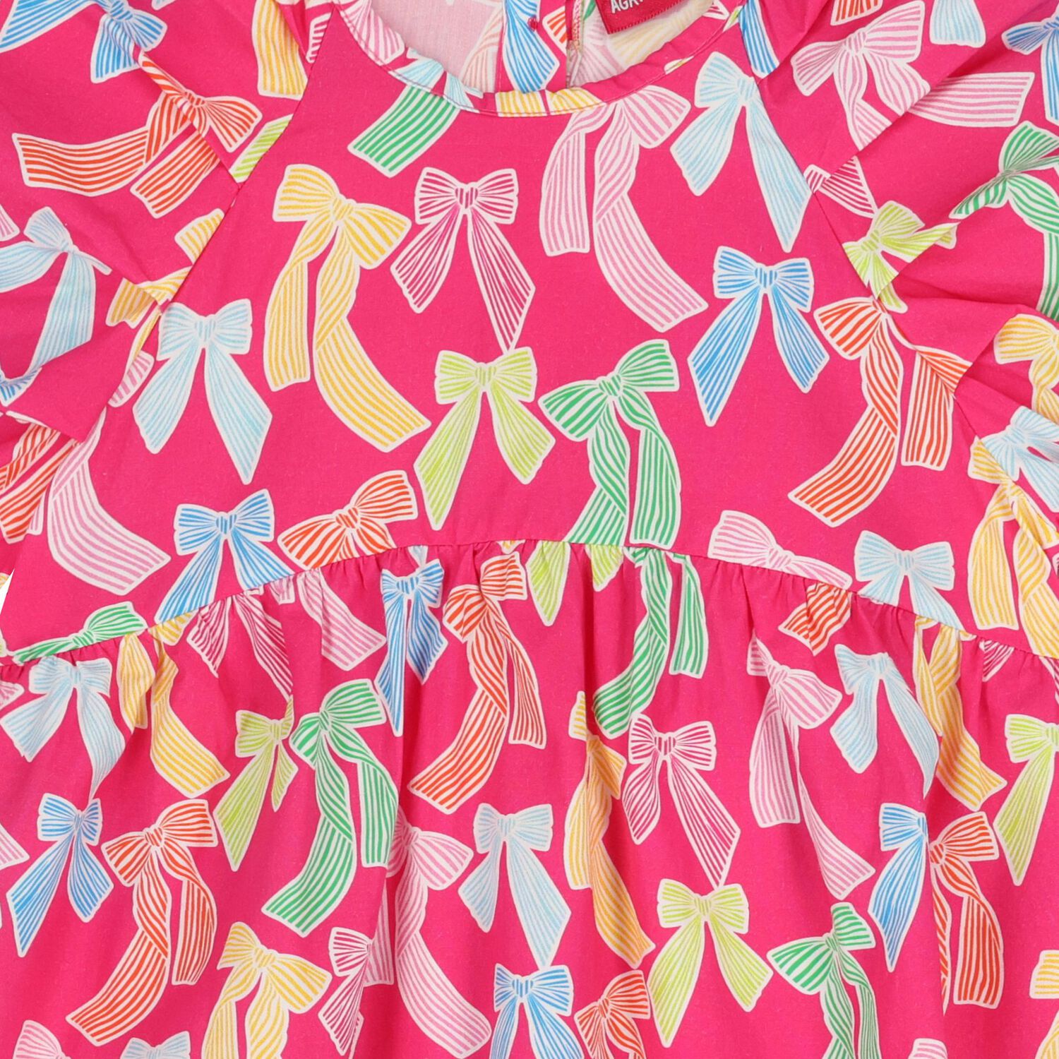 Girls Pink Bow Dress, 1, hi-res