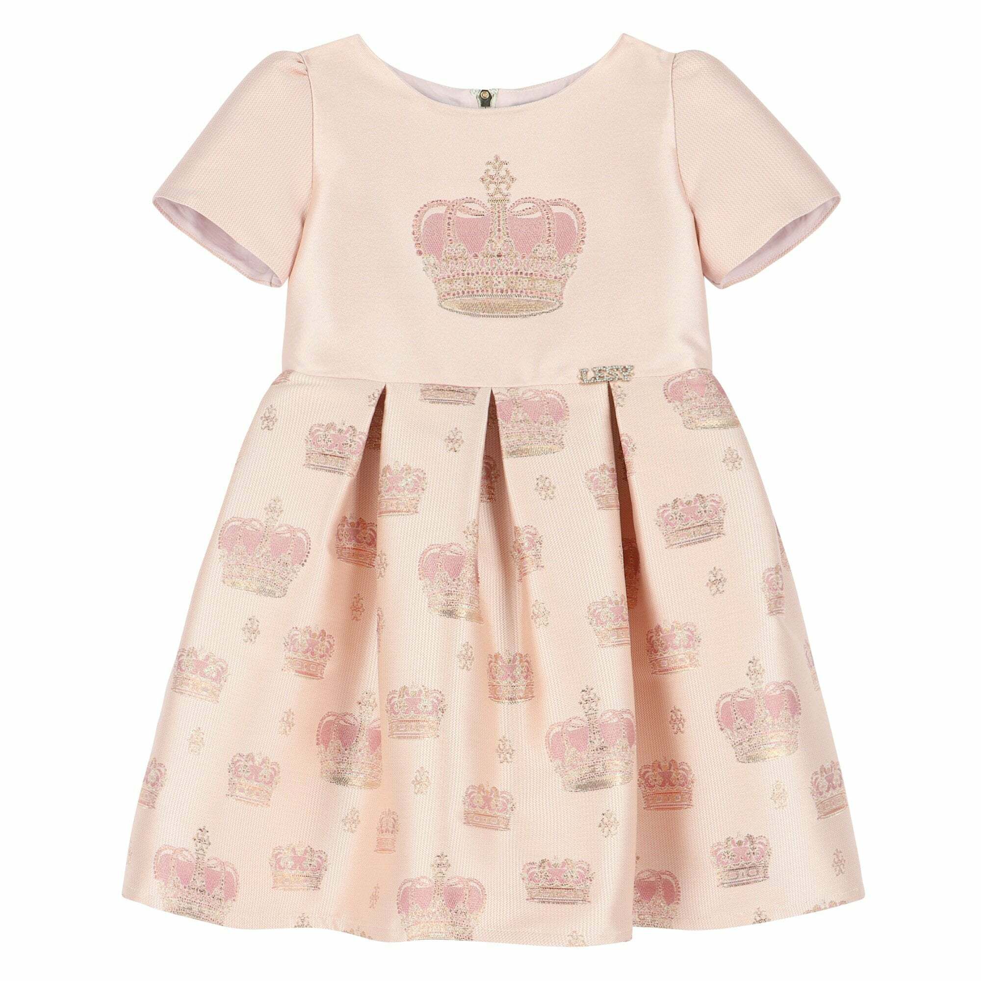 Lesy Girls Pink Gold Embellished Dress Junior Couture