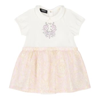 Baby Girls Ivory & Pink Barocco Dress