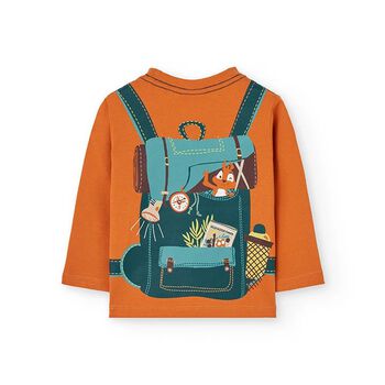 Boys Orange Bag Long Sleeve Top