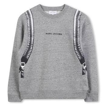Boys Grey Logo Backpack Sweatshirt