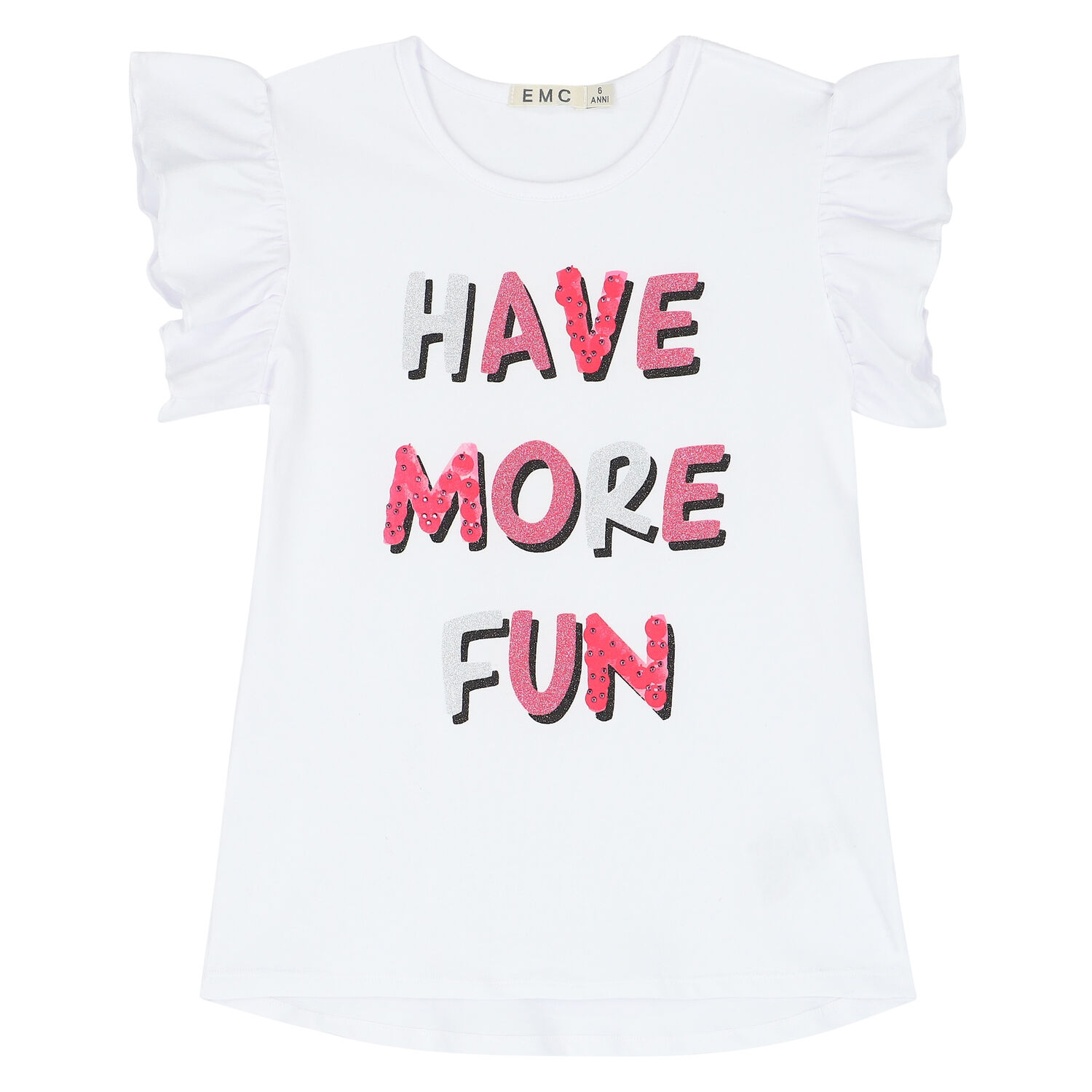 Girls White & Pink Embellished Shorts Set, 1, hi-res