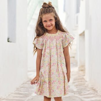 Girls Pink & Yellow Floral Liberty Print Dress