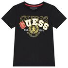 Boys Black Logo T-Shirt, 4, hi-res