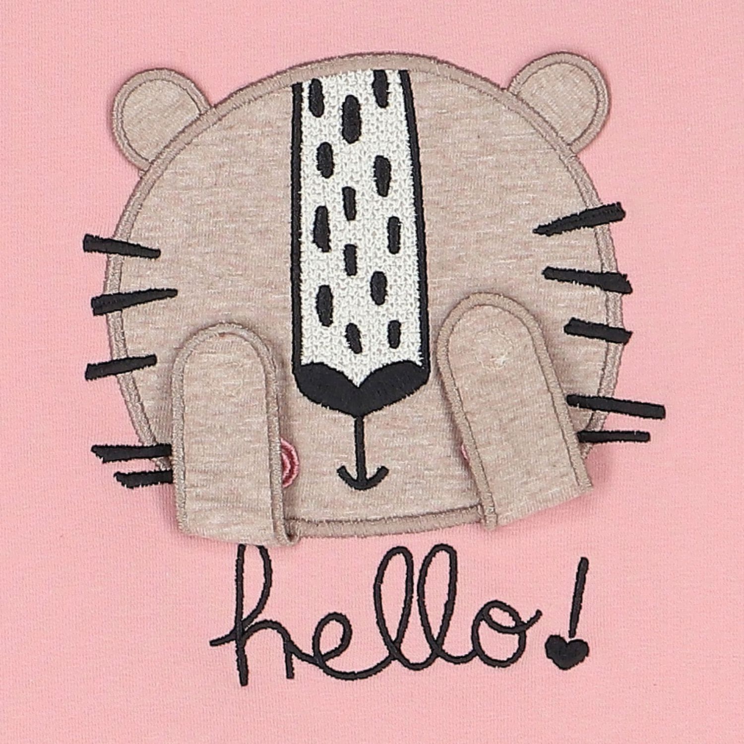 Younger Girls Pink Cat Long Sleeve Dress, 1, hi-res image number null