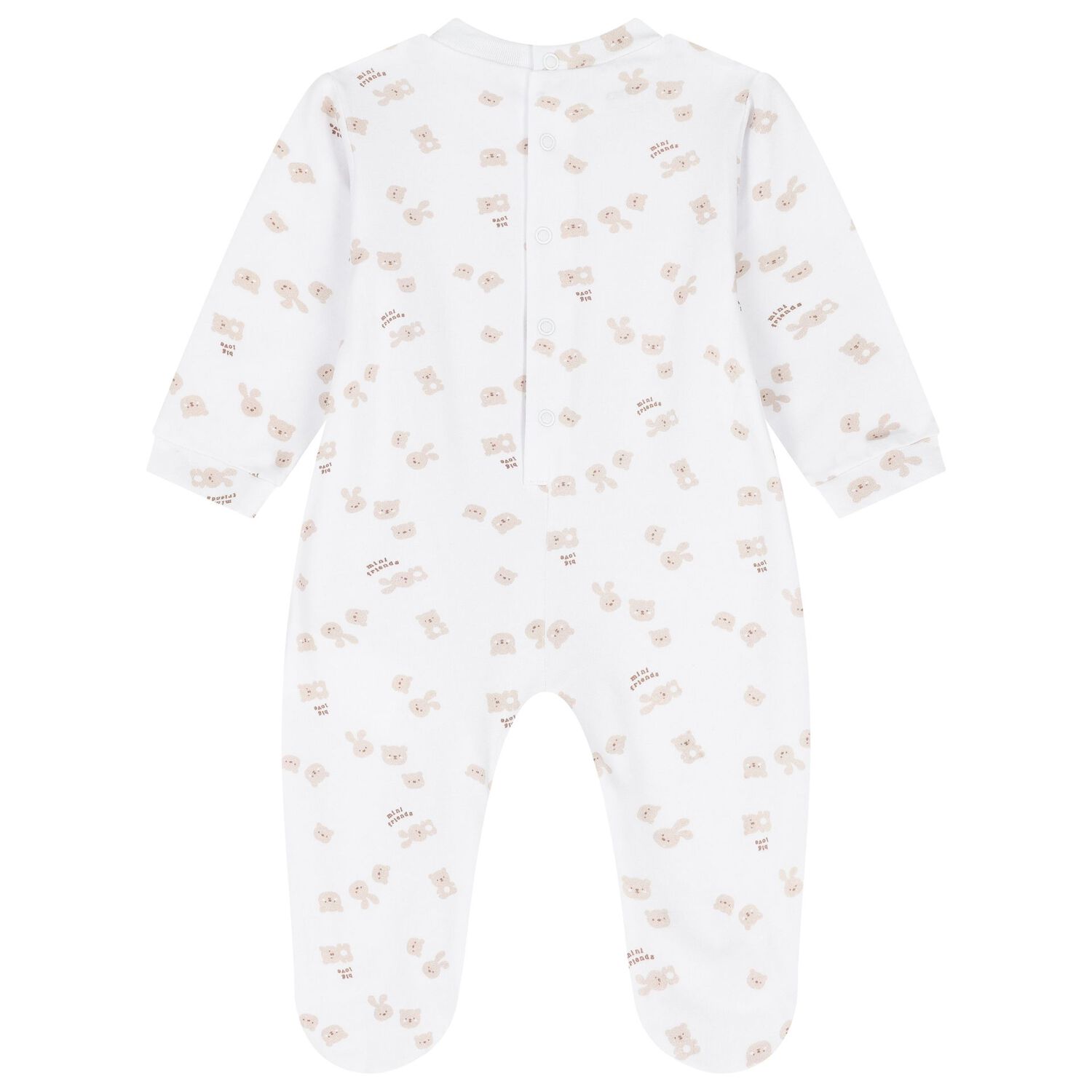 White & Beige Teddy Bear Babygrow, 1, hi-res image number null