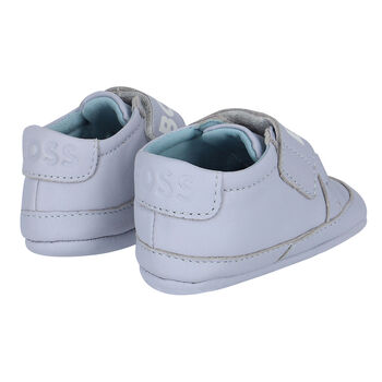 حذاء ما قبل المشي بالشعار باللون الازرق للاولاد