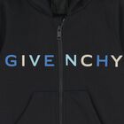 Younger Boys Black Logo Hooded Zip Up Top, 2, hi-res