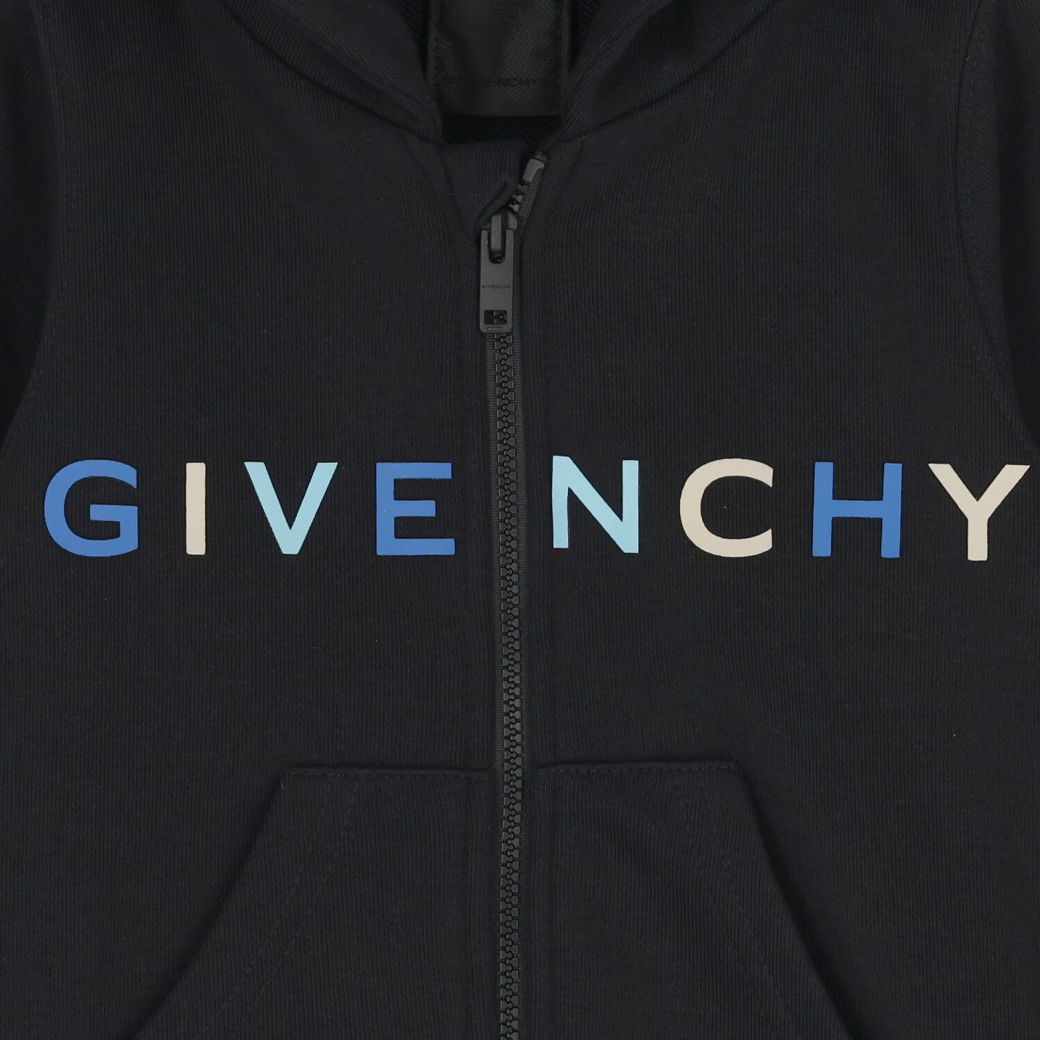 Younger Boys Black Logo Hooded Zip Up Top, 2, hi-res image number null