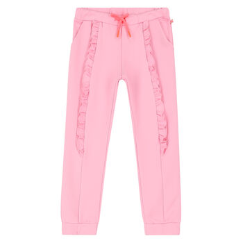 Girls Pink Ruffled Joggers