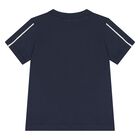 Younger Boys Navy Blue Logo T-Shirt, 4, hi-res