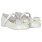 Girls White Embellished Bow Shoes, 2, hi-res