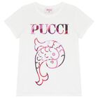 Girls White Pesci Logo T-Shirt, 1, hi-res