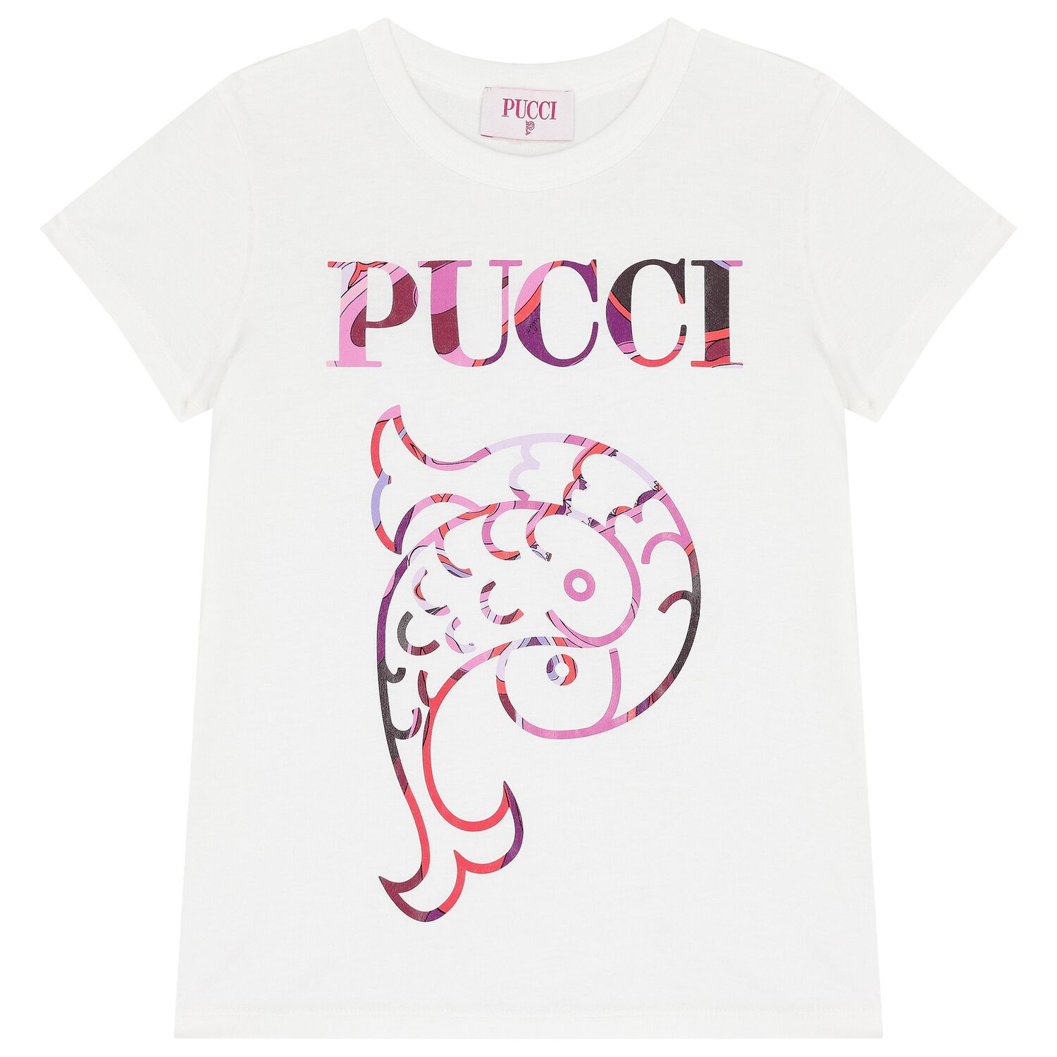 Girls White Pesci Logo T-Shirt, 1, hi-res