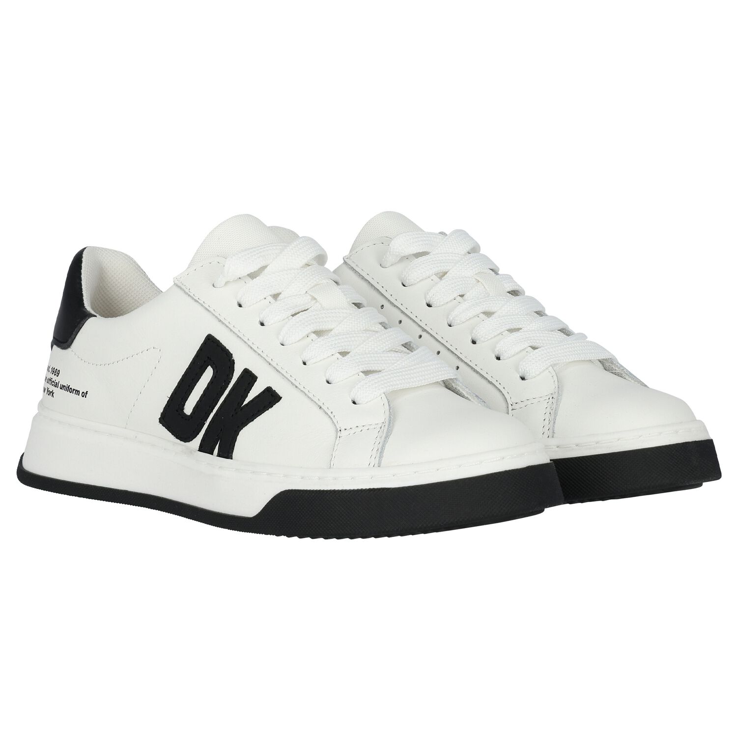 White & Black Leather Logo Trainers, 1, hi-res image number null