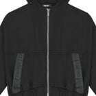 Girls Black Logo Hooded Zip-Up Top, 1, hi-res