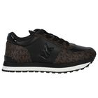 Girls Black & Brown Logo Trainers, 1, hi-res