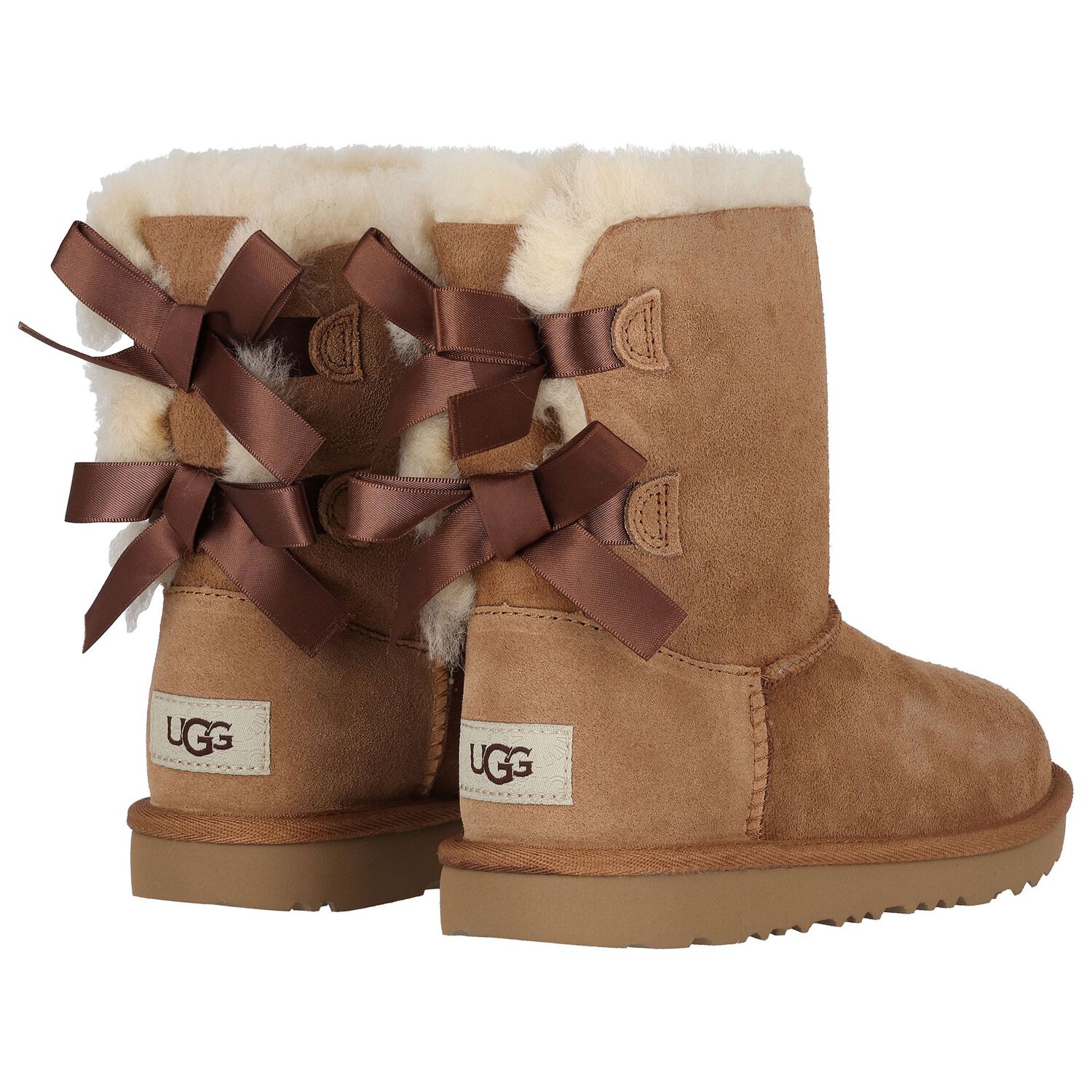 Girls Chestnut Brown Bailey Bow II Suede Boots, 2, hi-res