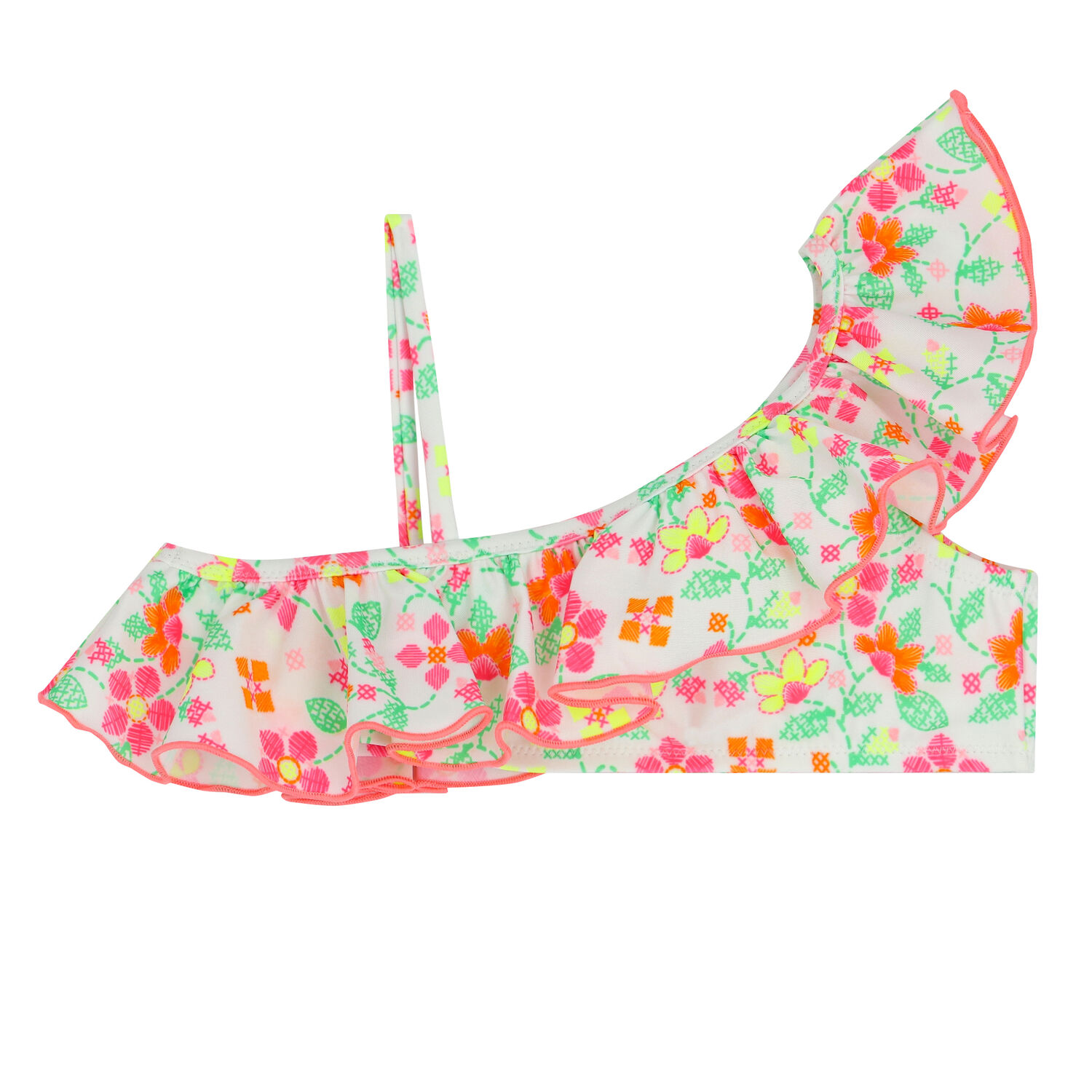 Girls White & Pink Floral Bikini, 1, hi-res image number null