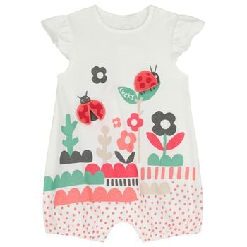 Baby Girls White Ladybug Romper
