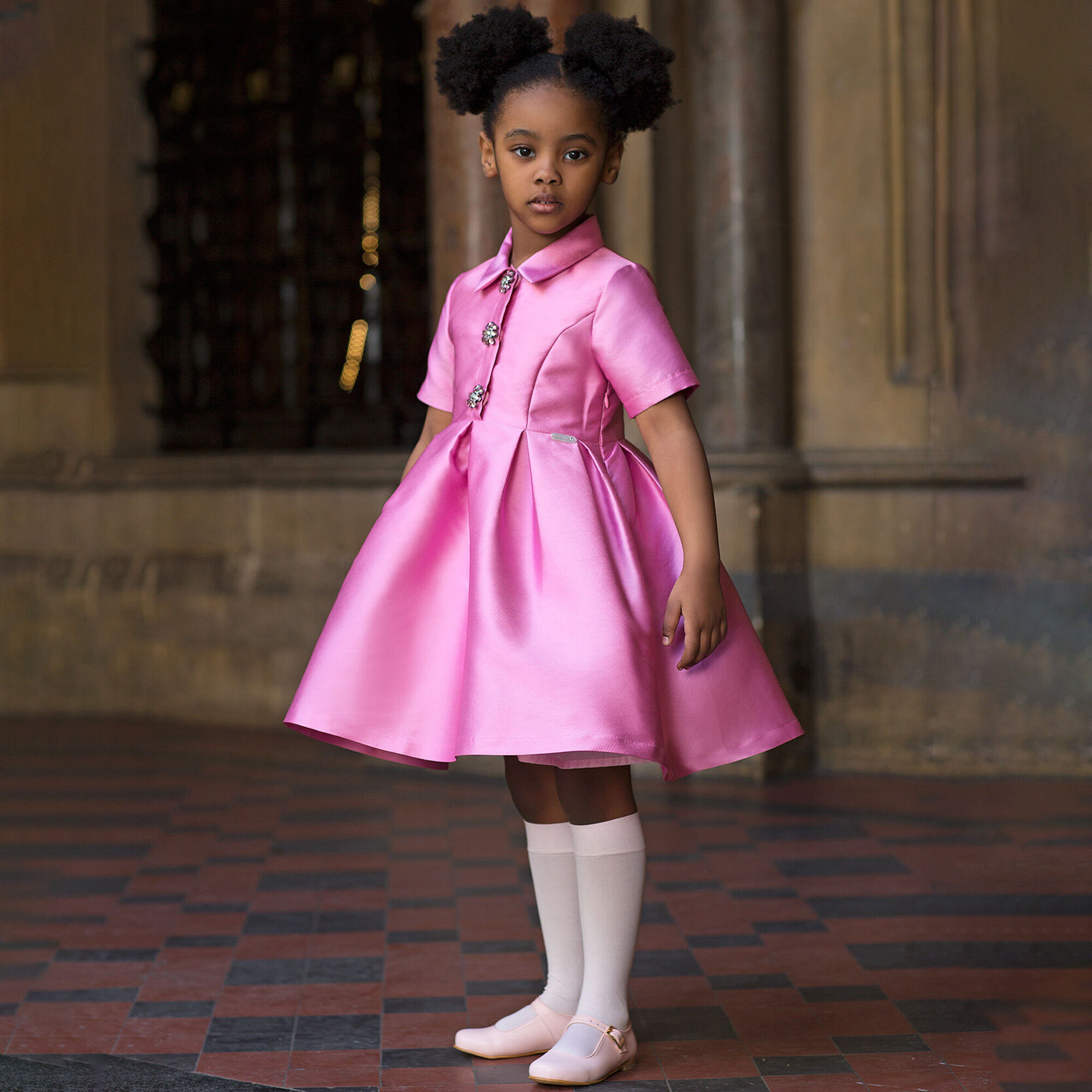 Mama Luma Girls Pink Satin Dress Junior Couture Kuwait