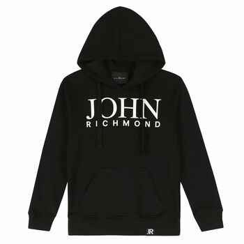 Boys Black Logo Hooded Top