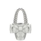 Girls Metallic Silver Bow Handbag , 1, hi-res