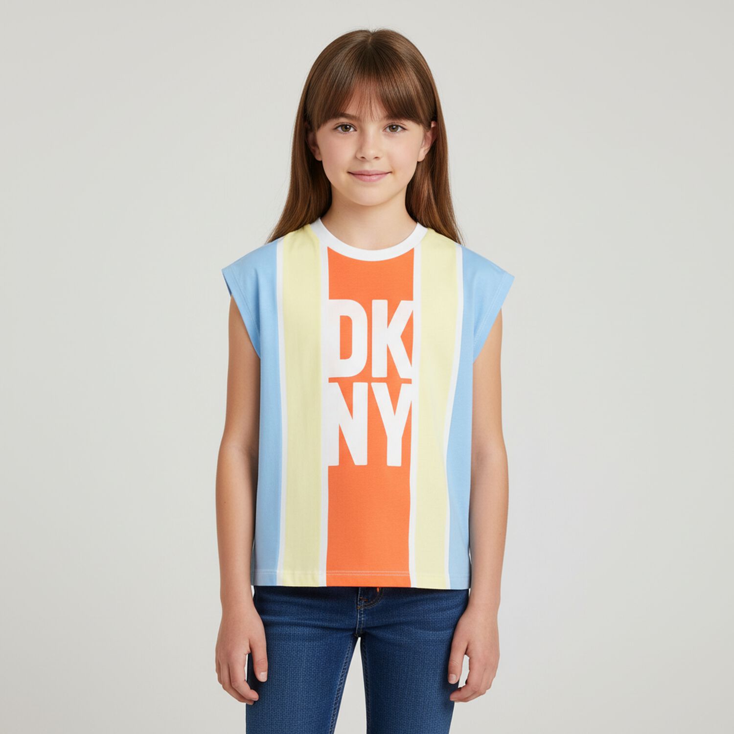 تيشيرت بنات بالشعار متعدد الألوان, 1, hi-res