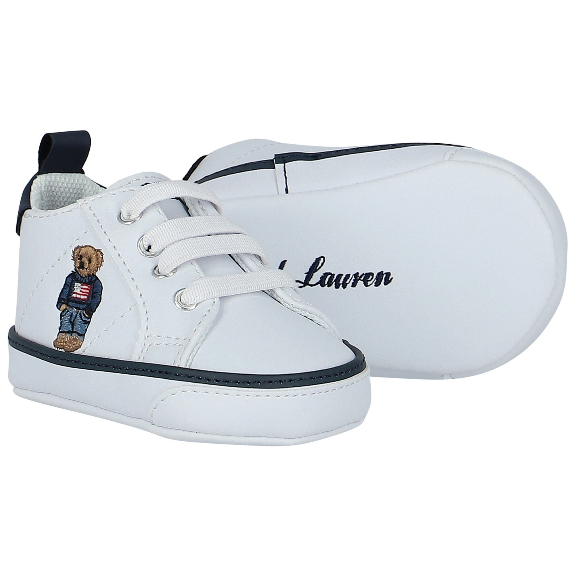 Ralph Lauren Baby Boys White Polo Bear Pre Walker Shoes Junior