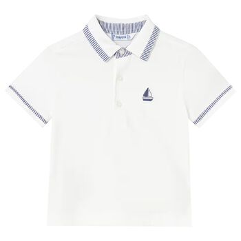 Younger Boys White Boat Polo Shirt