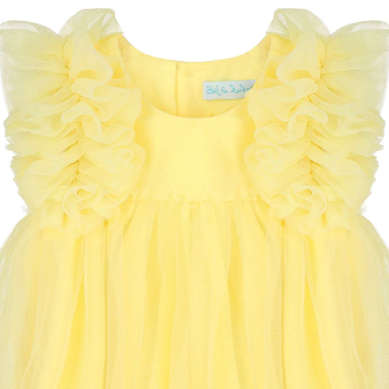 Younger Girls Yellow Ruffled Tulle Dress, 2, hi-res image number null