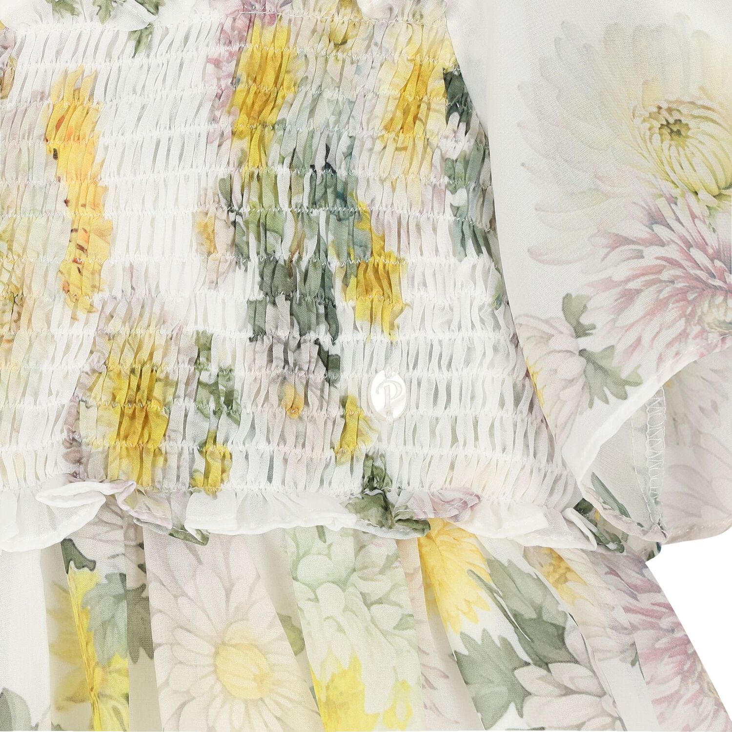 Girls White Floral Chiffon Dress, 1, hi-res image number null