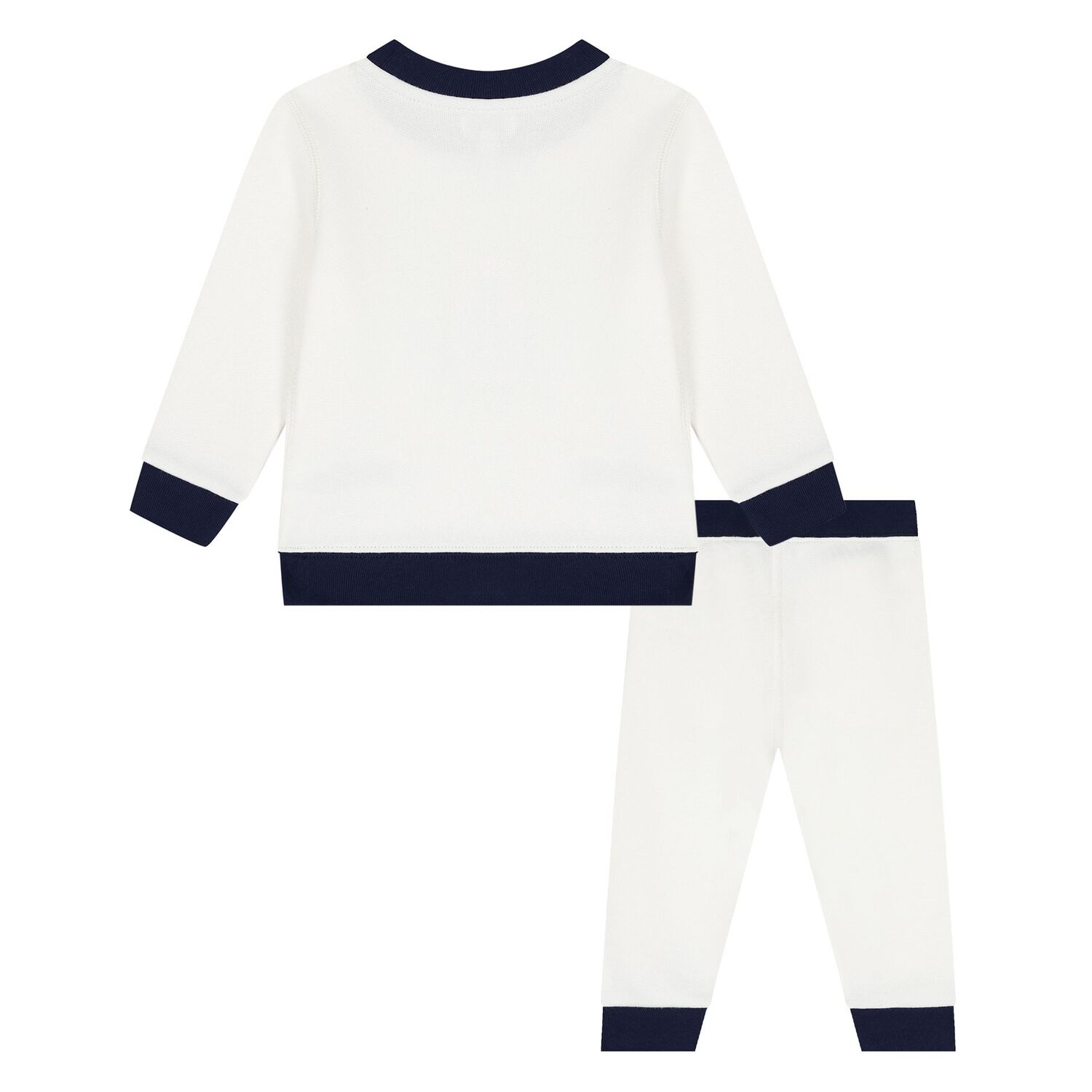 Baby Boys White & Navy Blue Logo Tracksuit, 1, hi-res