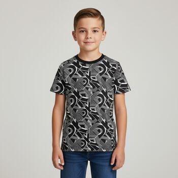 Boys Black & White Logo T-Shirt